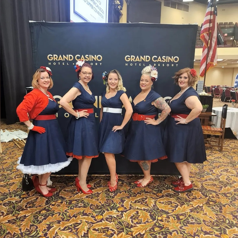 Patriotic Pinup Navy Blue Cocktail Swing Dress - Picture 4 of 9